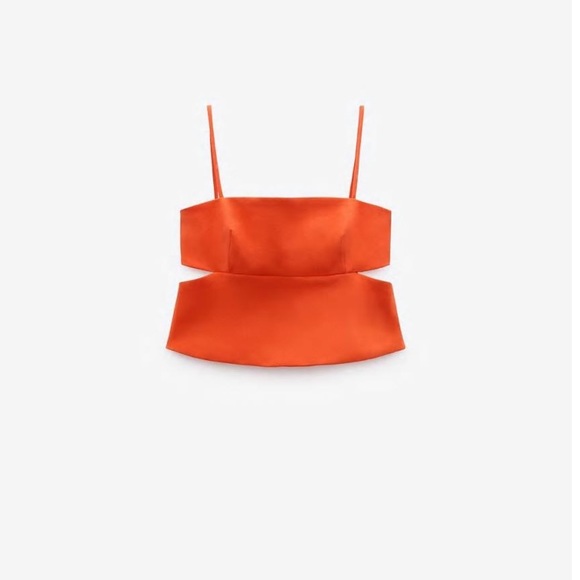 Zara | Tops | Zara Cut Out Crop Top Intense Coral Sz M | Poshmark